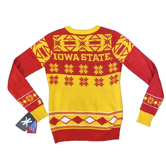 Klew Iowa State Women's Big Logo V-Neck Sweater RED/Yellow - SMALL NEW WITH TAGS - Picture 2 of 13
